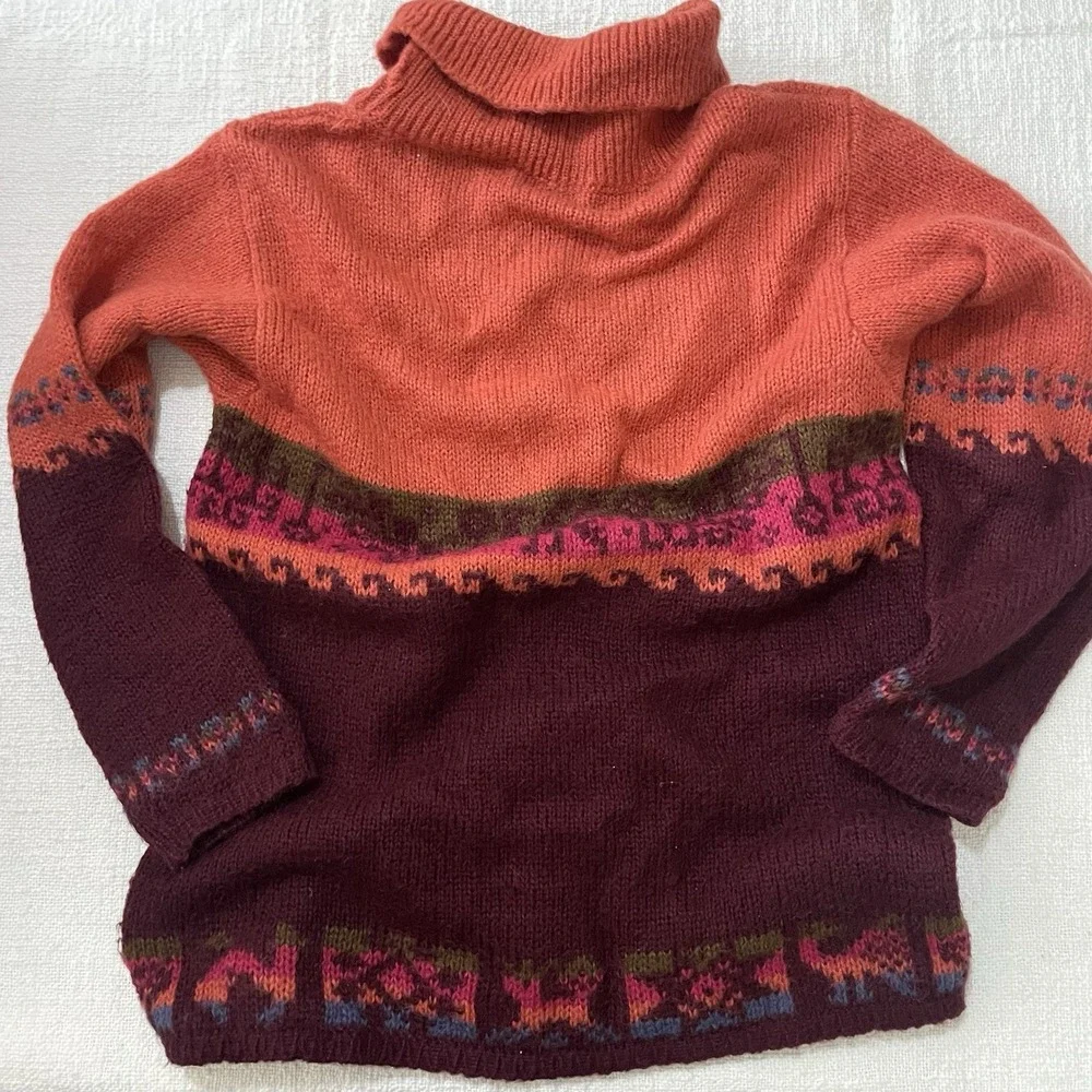 United Colors of Benetton Wool Knit Nordic Pattern‎ Sweater Size 48 Italy Warm